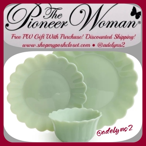 🌺 New Pioneer Woman Timeless Treasures Beauty JADE 3-Piece Dinnerware Set - Picture 2 of 6